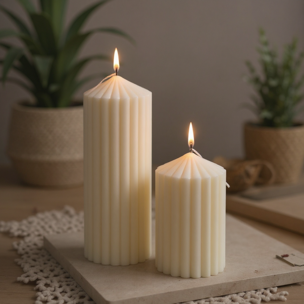 Striped Decor Pillar Candle