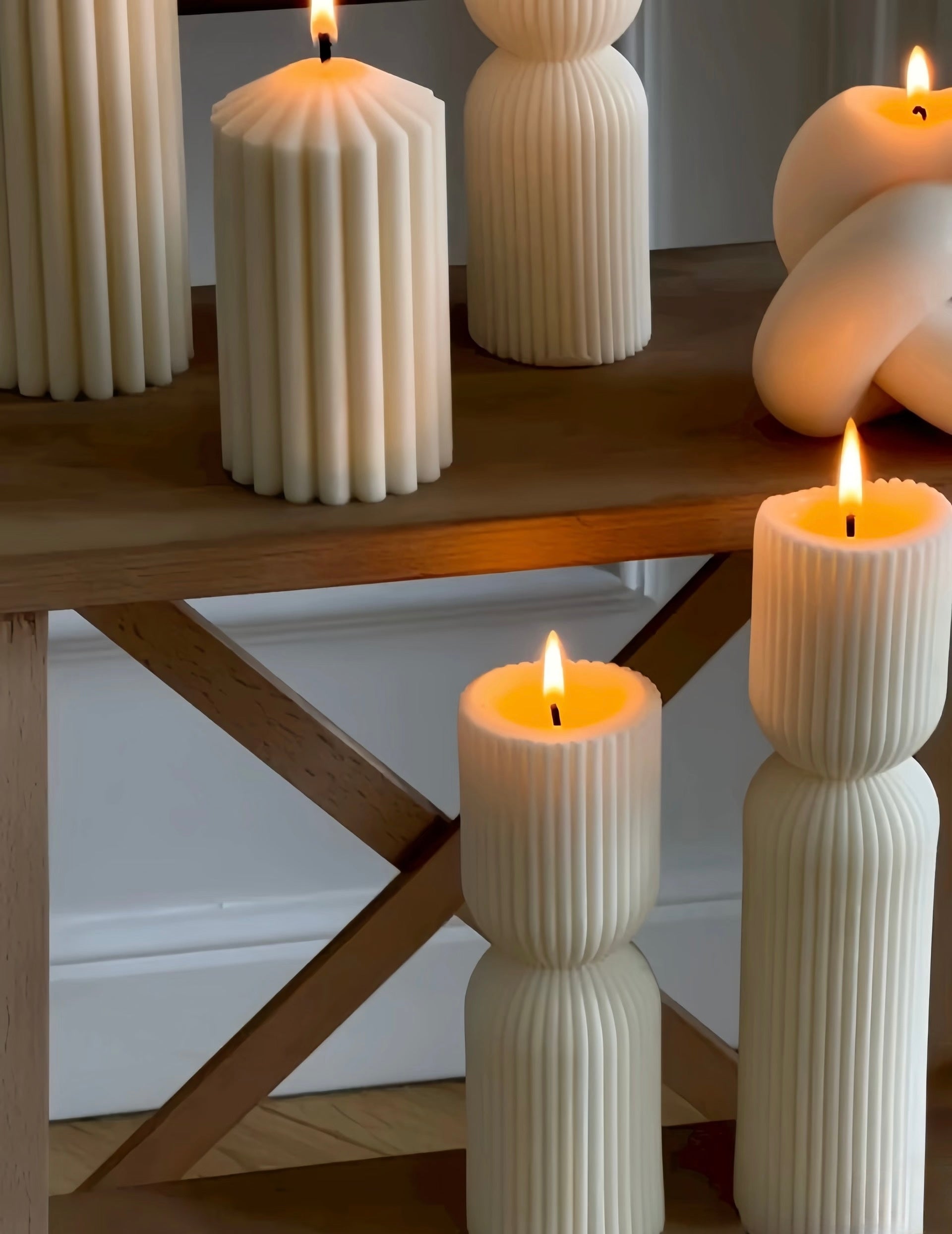 Shaped Striped Decor Pillar Candle