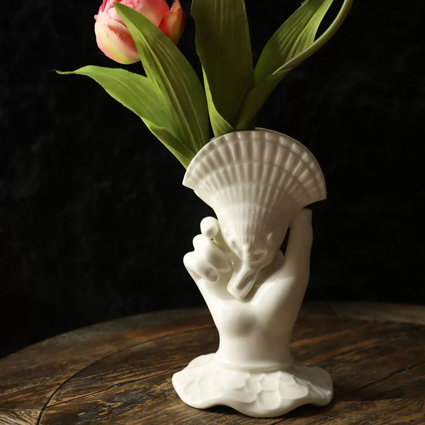 Hand & Shell Ceramic Vase/Card Holder