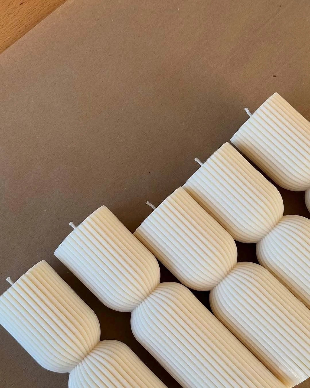 Shaped Striped Decor Pillar Candle