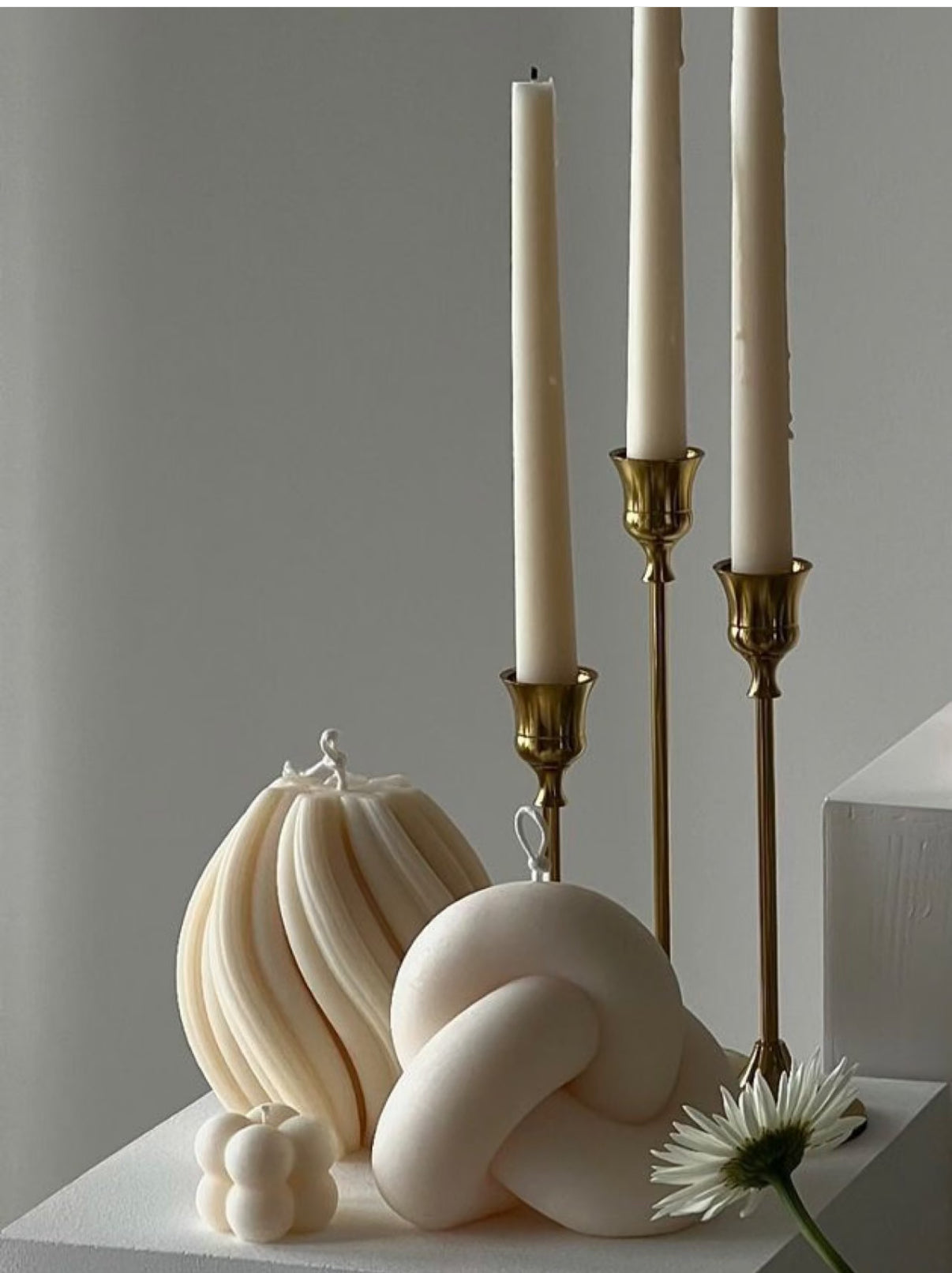 Swirl Decor Pillar Candle